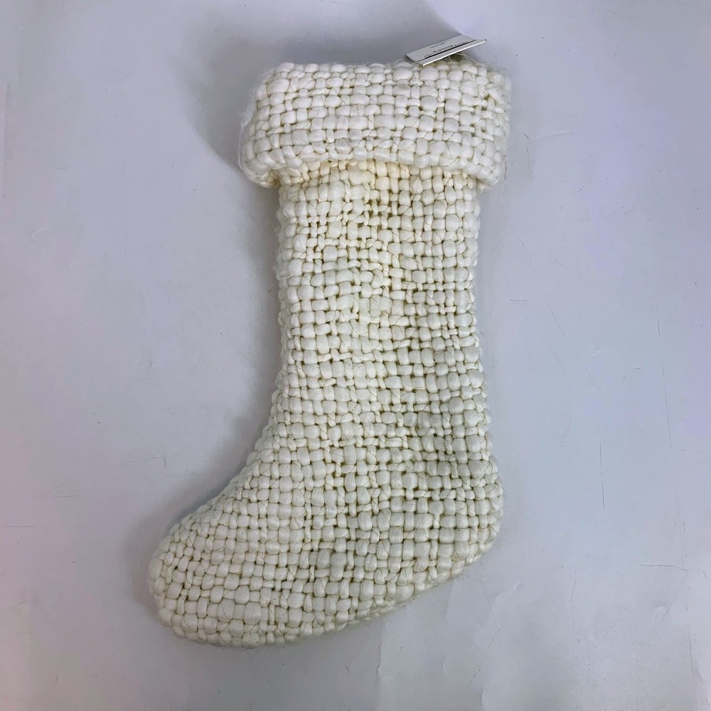 Nordstrom Knit Chunky Christmas Stocking White 20 in Holiday Decor New with Tags